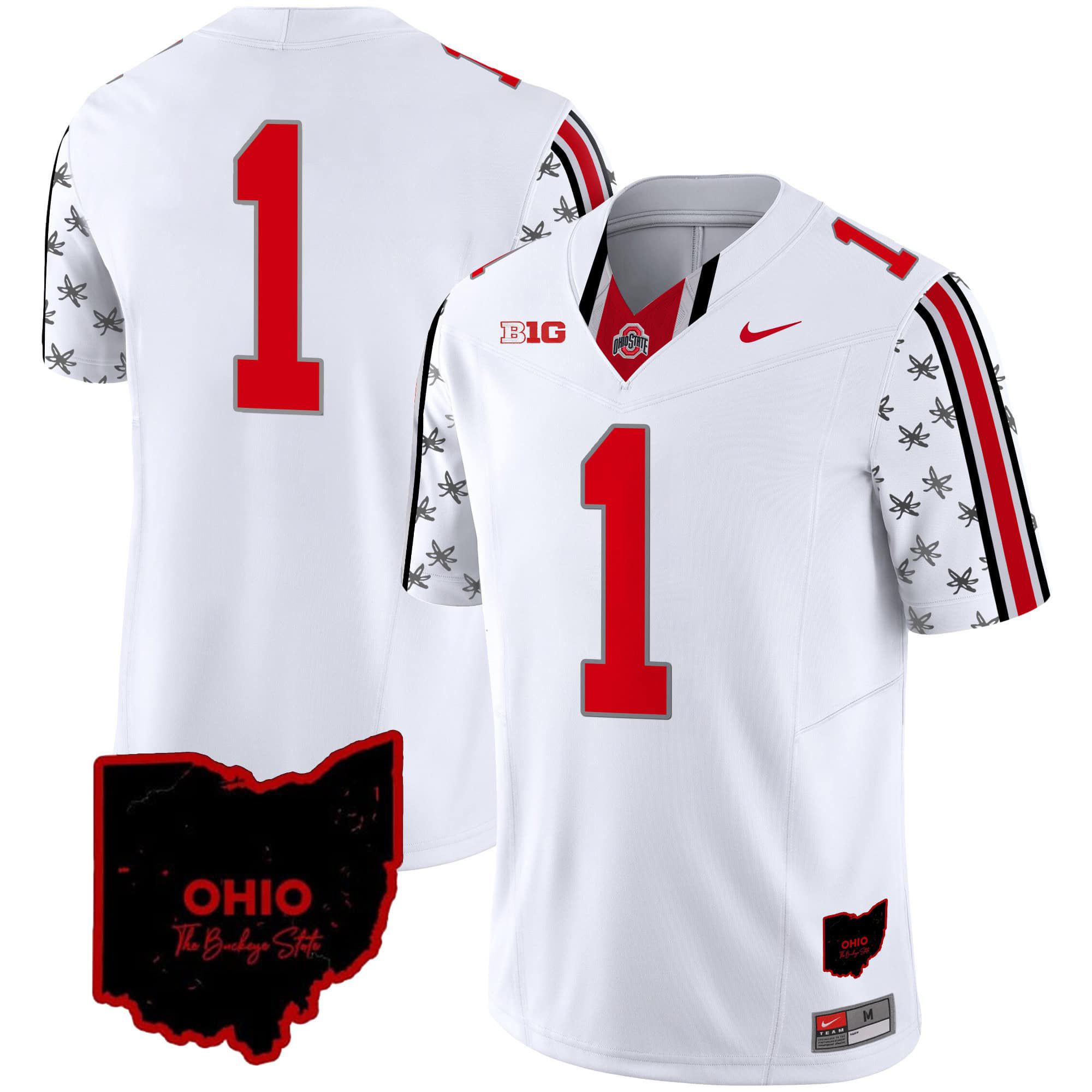 Men Ohio State Buckeyes #1 No Name White 2024 Nike Home Patch Vapor Limited NCAA Jersey